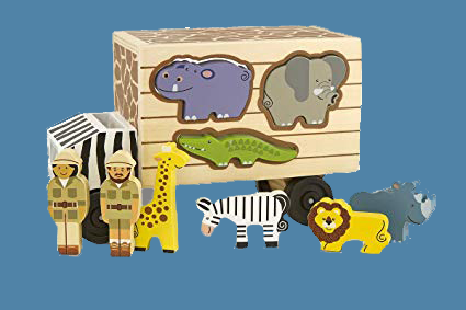 safari animal truck with wooden blocks