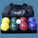Colorful Bocce balls and bag