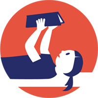 girl laying down reading graphic