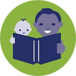 dad reading to baby graphic