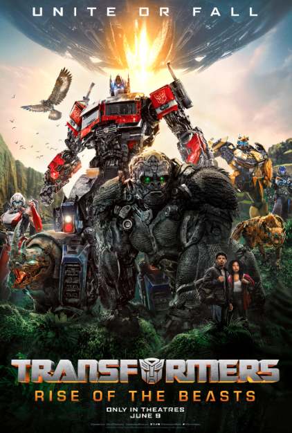 movie cover with jungle in the background and there is different big giant robots up close