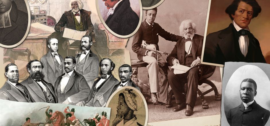 Collage of photos of Black writers from the founding era.